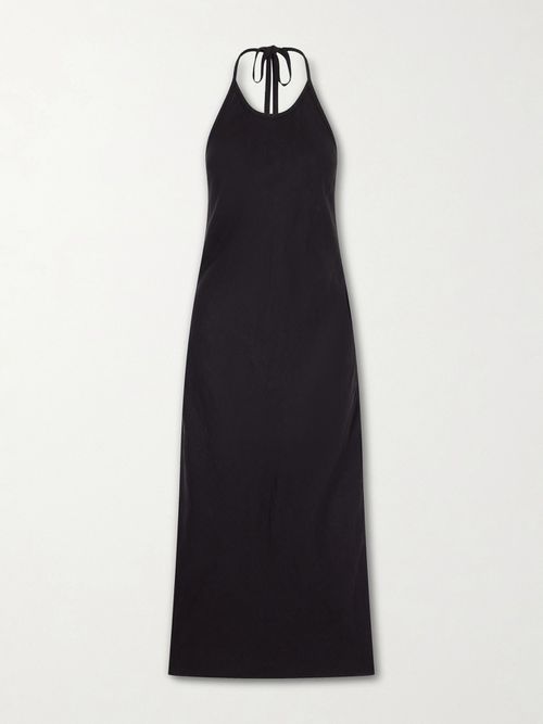 Linen Midi Dress - Black