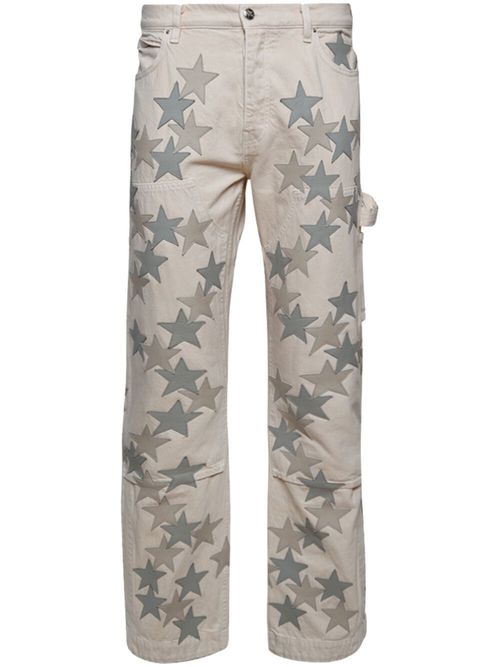Star-print straight-leg trousers - Neutrals