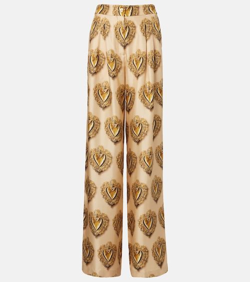 Printed high-rise silk palazzo pants