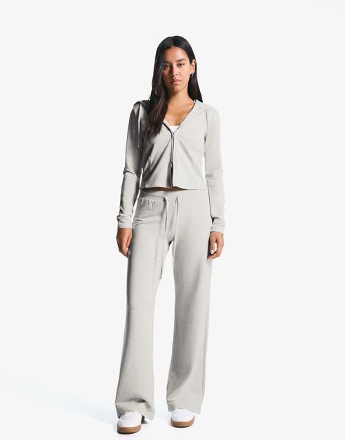 Plush jersey trousers in light grey
