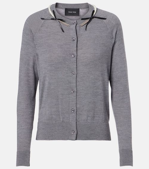 Embellished wool and silk cardigan