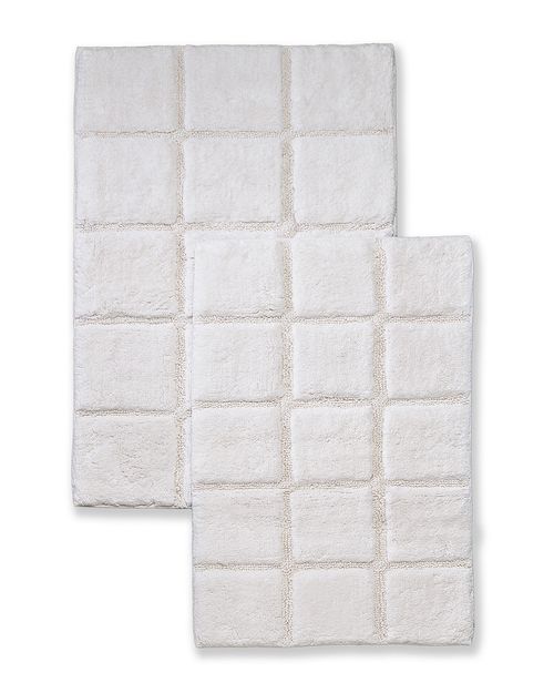 Superior Solid 2pc Checkered Non-Slip Cotton Bath Rug Set