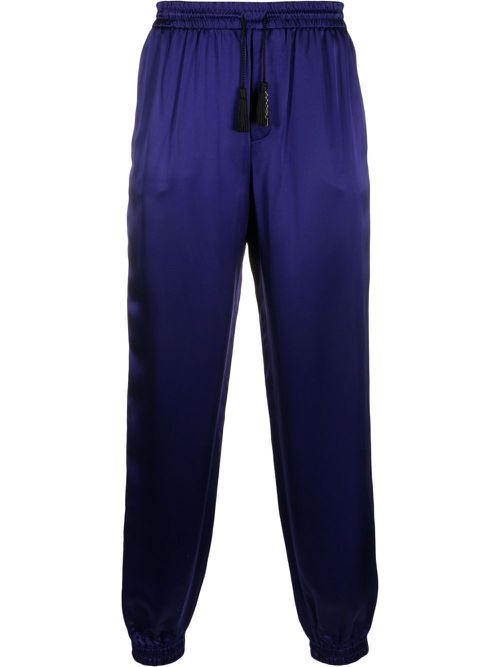 Tapered-leg silk trousers - Purple