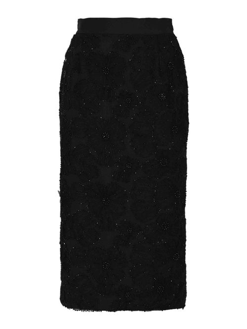 Midi skirt with beaded embroidery