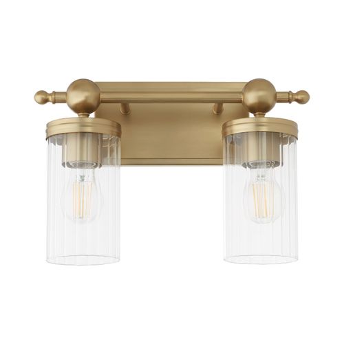 Aged Brass Two Light Vanity from the Lee Boulevard Collection