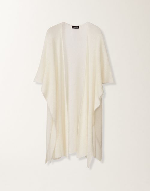 Mohair cape with sequins, raffia