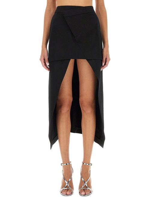 Black Solid Midi Skirt