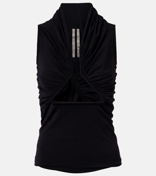 Cutout ruched jersey top