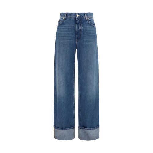 Straight-Leg Denim Jeans — Blue