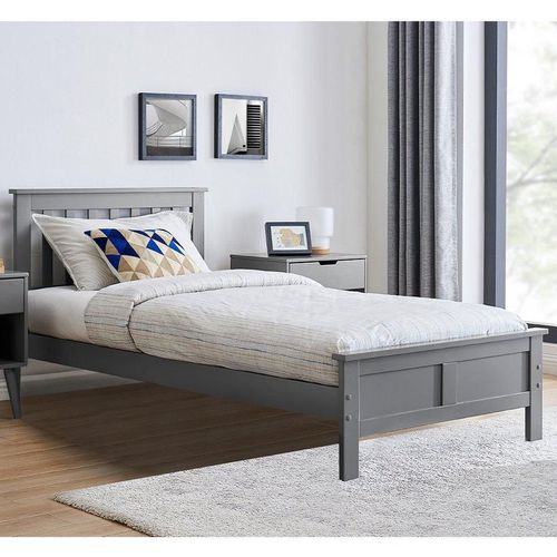 Azure Grey Wooden Solid Pine Quality Double Bed Frame (Double Bed Frame Only) Modern Simple Design