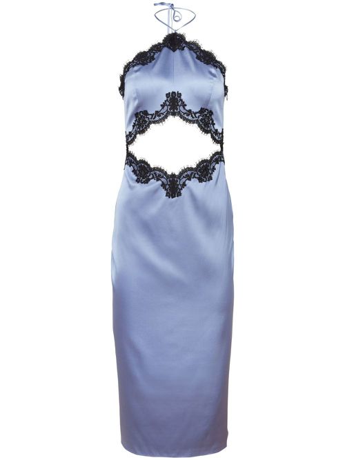 Cut-out halterneck midi dress - Blue