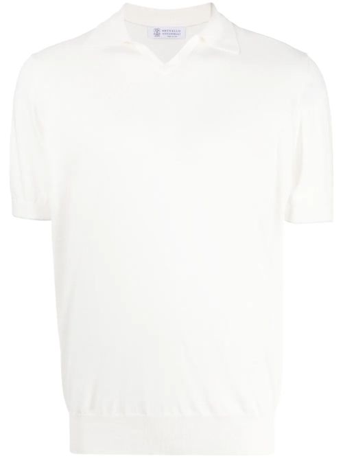 Fine-Knit Cotton Polo — White