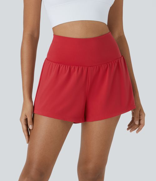 SoftlyZero™ Airy Super High Waisted Cool Touch Yoga Shorts with Pockets Gym Short - Salsa