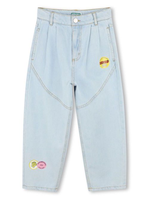 Patch-embellished jeans - Blue