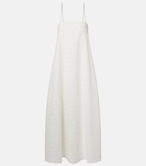 Melfi checked linen and cotton maxi dress
