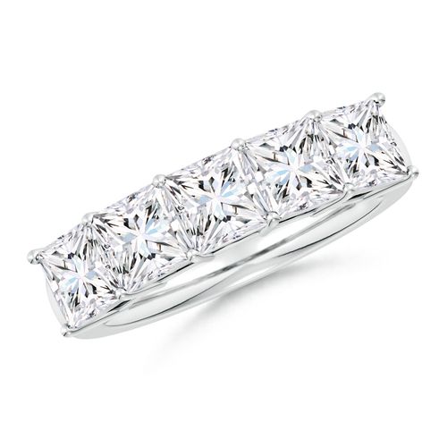 Angara 3.5 CTW Lab-Grown Prong-Set Princess-Cut Diamond Five Stone Wedding Ring in Platinum