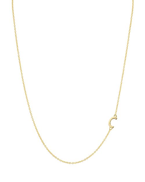 Asymmetrical Initial Necklace in 18K Gold-Plated Sterling Silver, 16