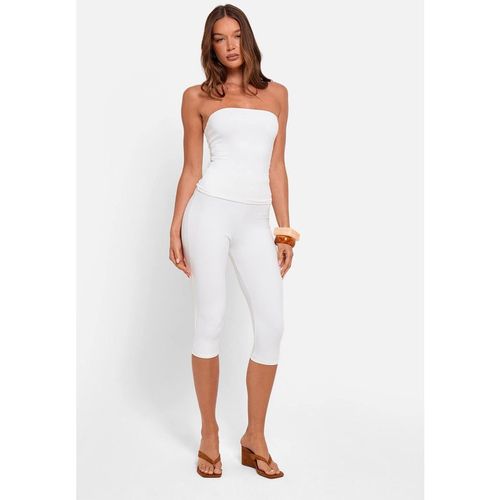 Public Desire Women's High Waist Luxe Slinky Capri Pants in White