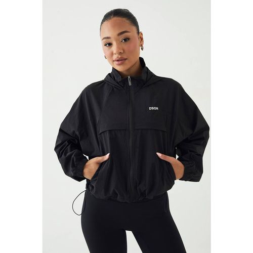 DSGN Studio Women's Zip Through Cropped Track Jacket in Black | : Large