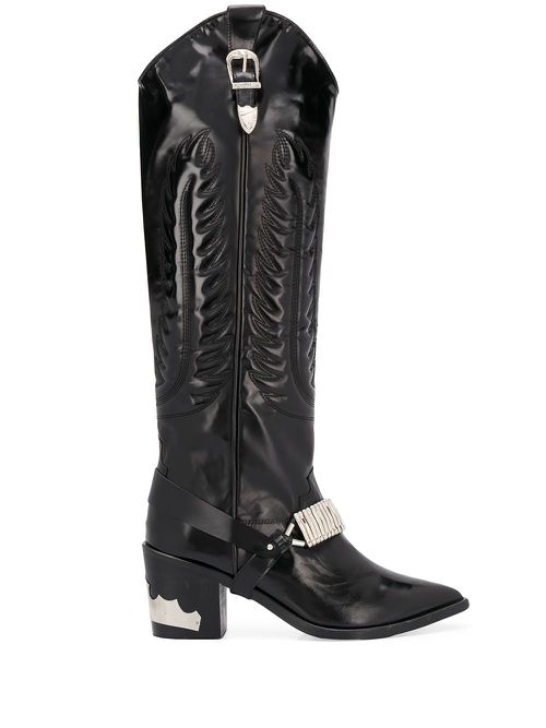 Knee length cowboy boots - Black
