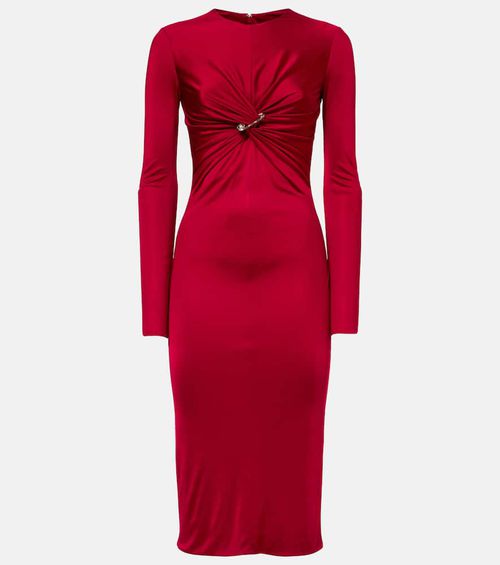 Safety Pin gathered jersey midi dress