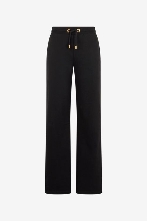 Black Cotton Trousers With Monogram Rc