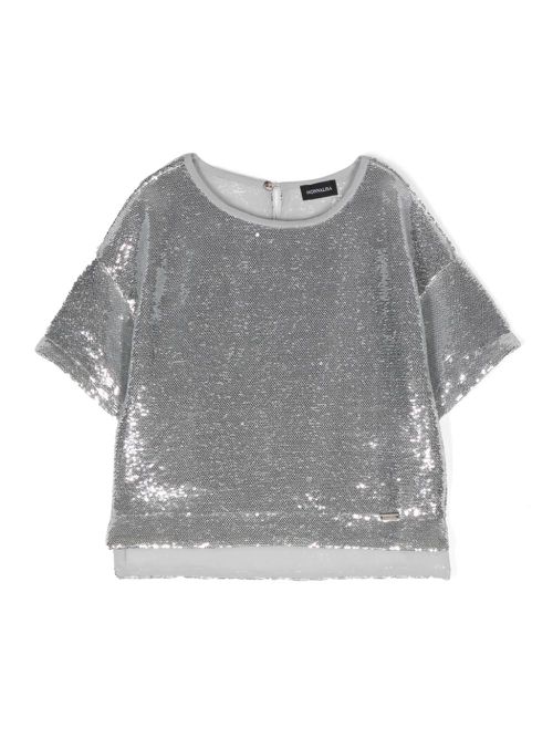 Boat-neck sequined T-shirt - Grey