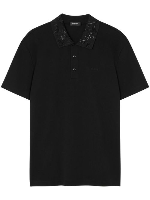 Barocco sequin-embellished polo shirt - Black