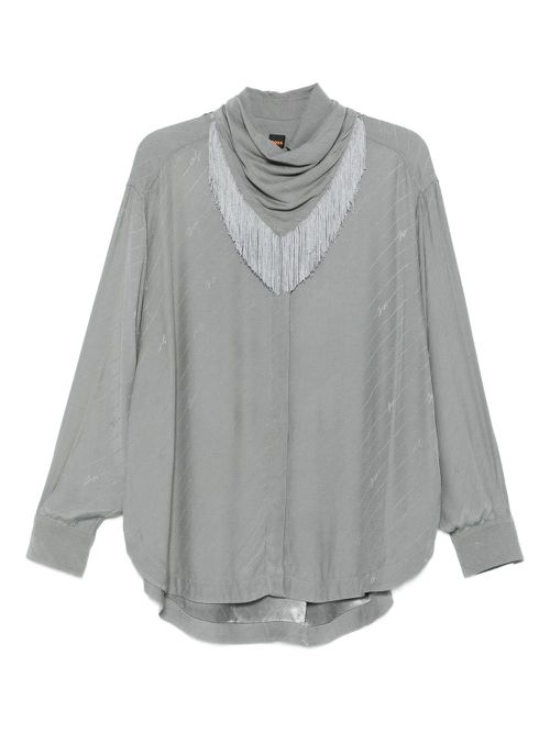 Fringe-detail blouse - Grey
