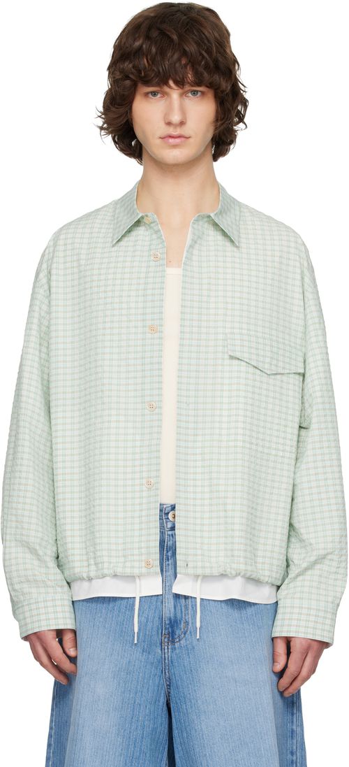 Green & White Layered Check Out Shirt
