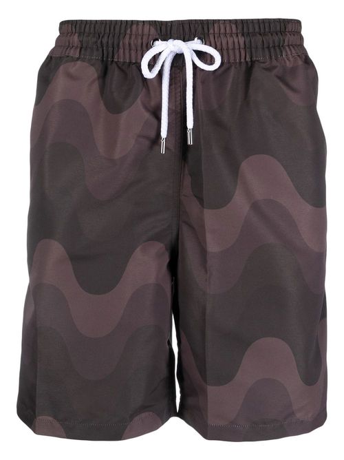Wavy-print swim shorts - Brown