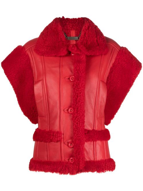 Gothic Plein buttoned shearling vest - Red