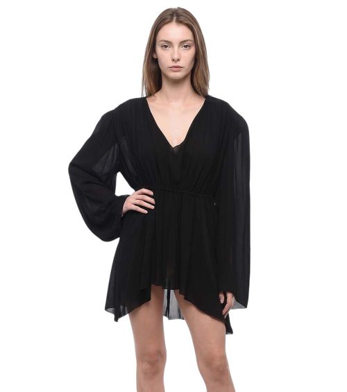 Black V Neck Mini Dress