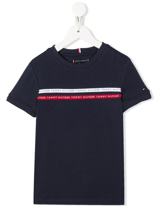 Logo-stripe short-sleeve T-shirt - Blue