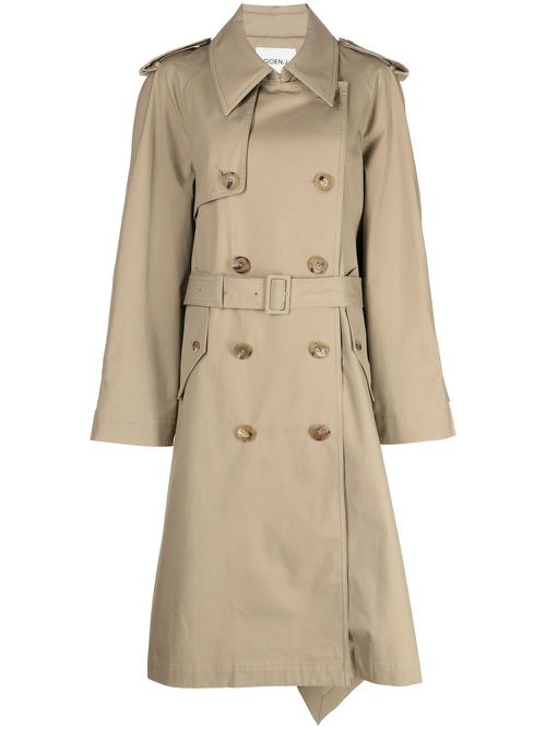 Double-breasted two-tone trench coat - Brown