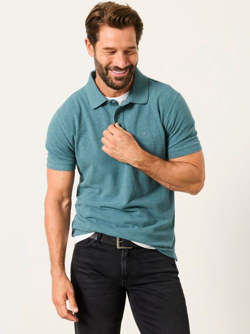 FatFace Dark Teal Blue Short Sleeve Pique Polo Shirt