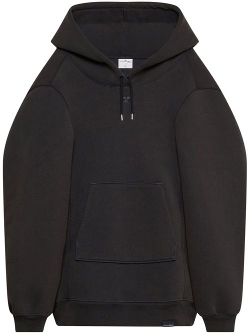 Logo-embroidered hooded dress - Black