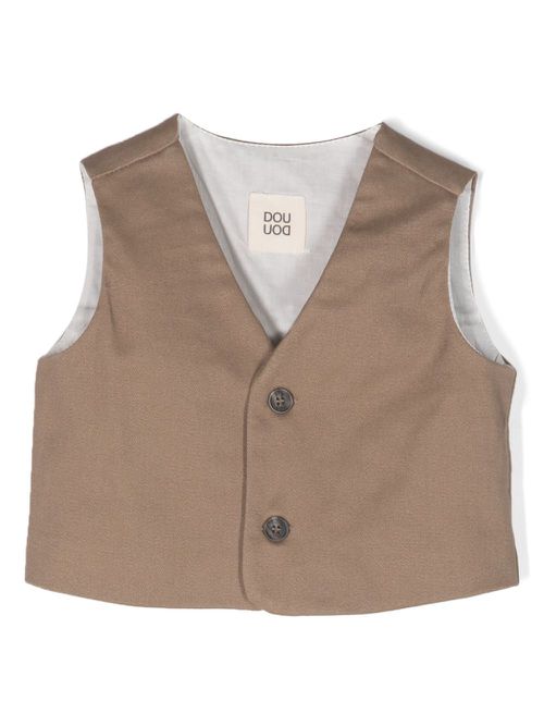 Logo-print twill-weave waistcoat - Brown