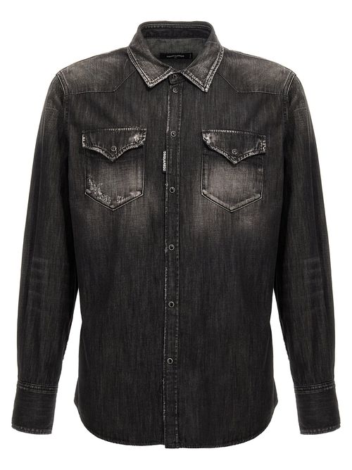 -Classic Western Camicie Nero-Uomo