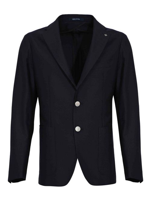 Single-breasted jacket in navy virgin wool