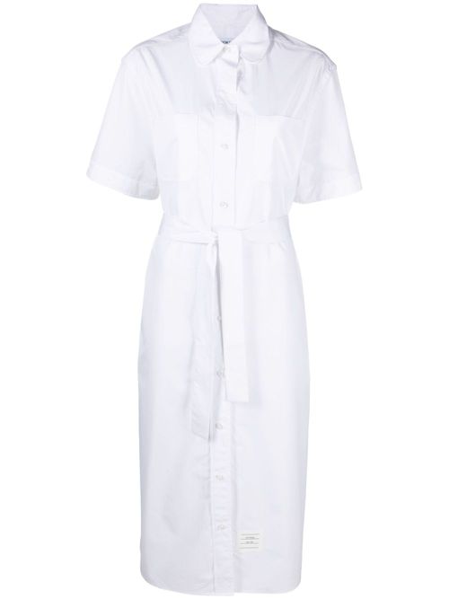 Cotton midi shirt dress - White