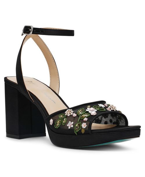 Women's Kirra Floral Beaded Platform Dress Sandals - Black
