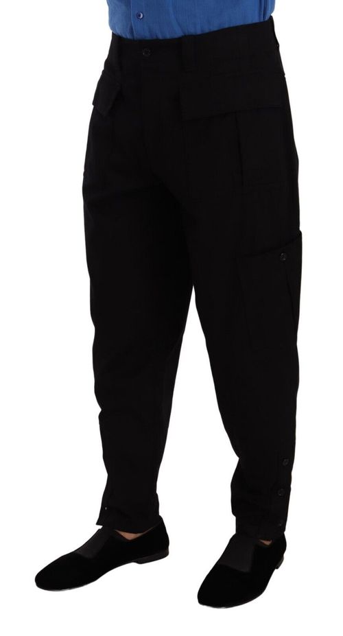 Cotton Stretch Cargo Pants — Black