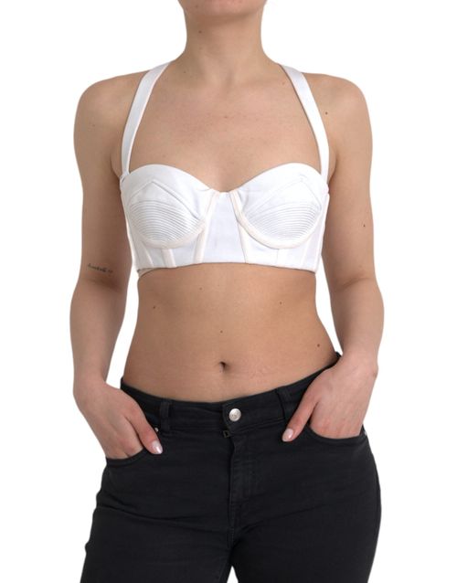 Ruched Viscose Bustier Tank Top — White