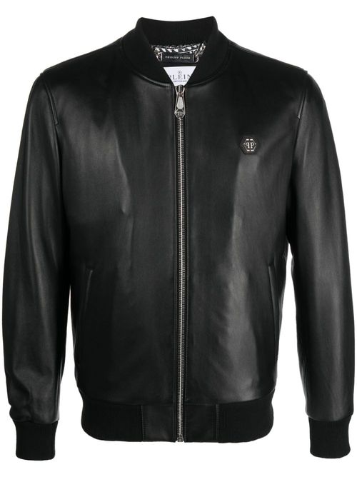 Bomber leather jacket - Black