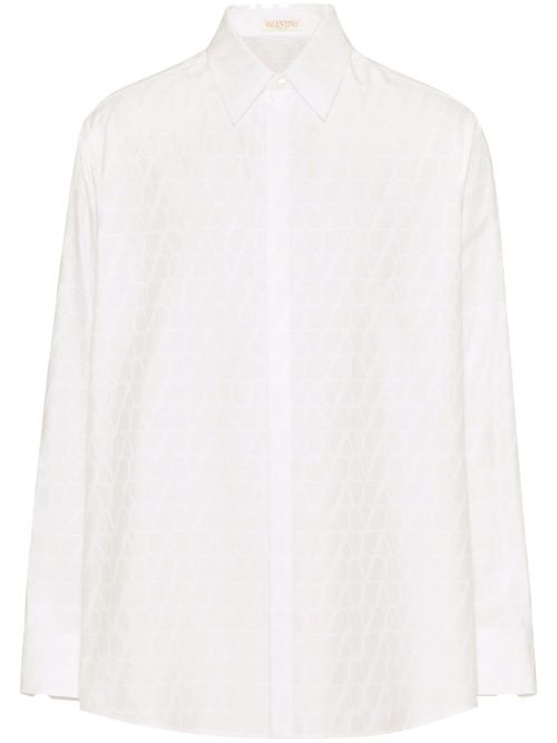 Monogram-pattern cotton shirt - White