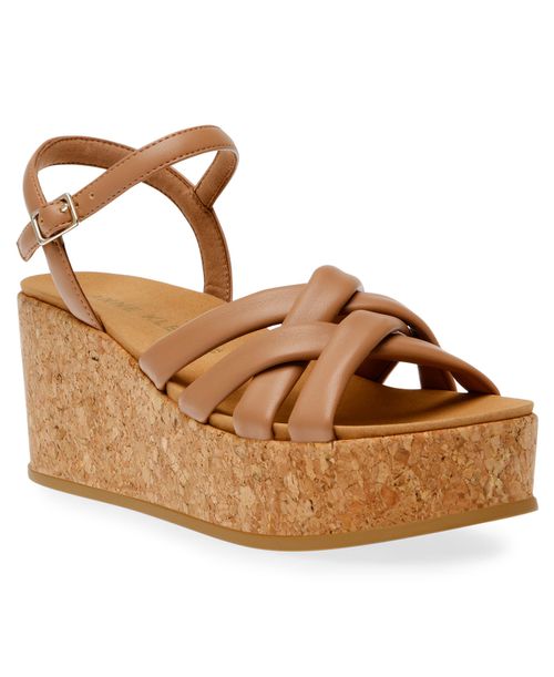 Anne Klein 여성 Women's Valencia Wedge Sandals - Tan Smooth