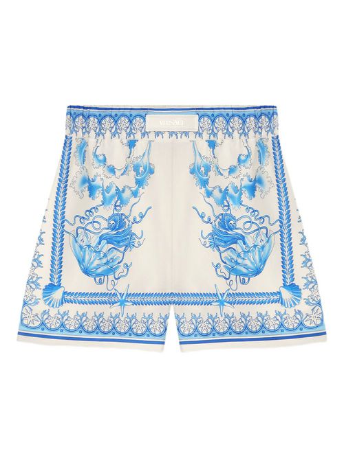 Underwater Barocco cotton shorts - Blue