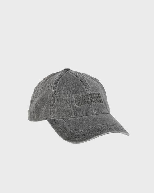 Ganni Cap Hat Denim Logo Black ONESIZE