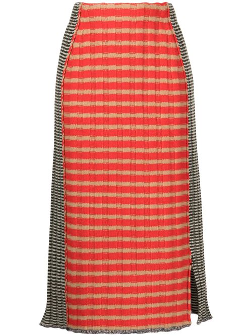 Check-print knitted skirt - Multicolour
